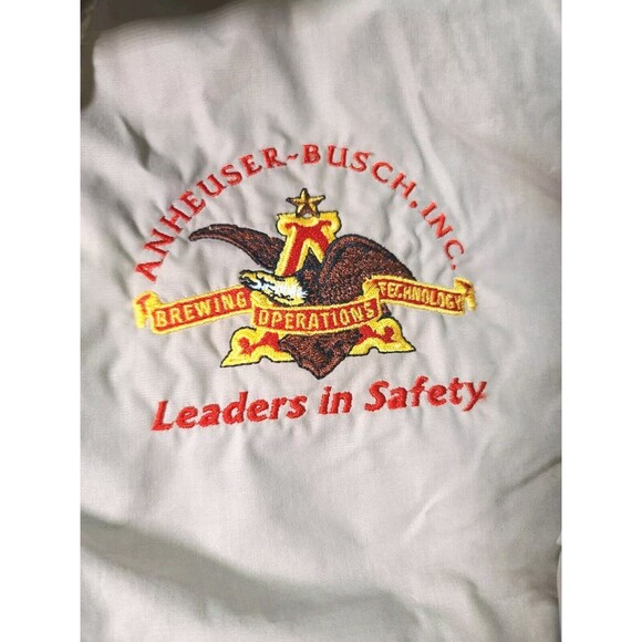 EUC Vintage  Full Zip Anheuser Busch Jacket Size 2XLT Mens Tan Hood Budweiser - Picture 2 of 9